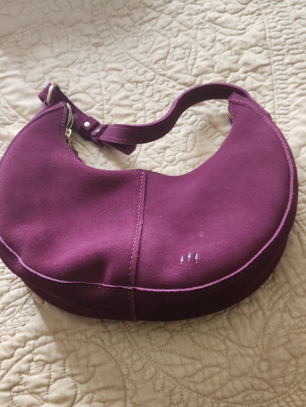 Portland Leather Purple Crescent Shoulder Bag size small - Picture 9 of 11